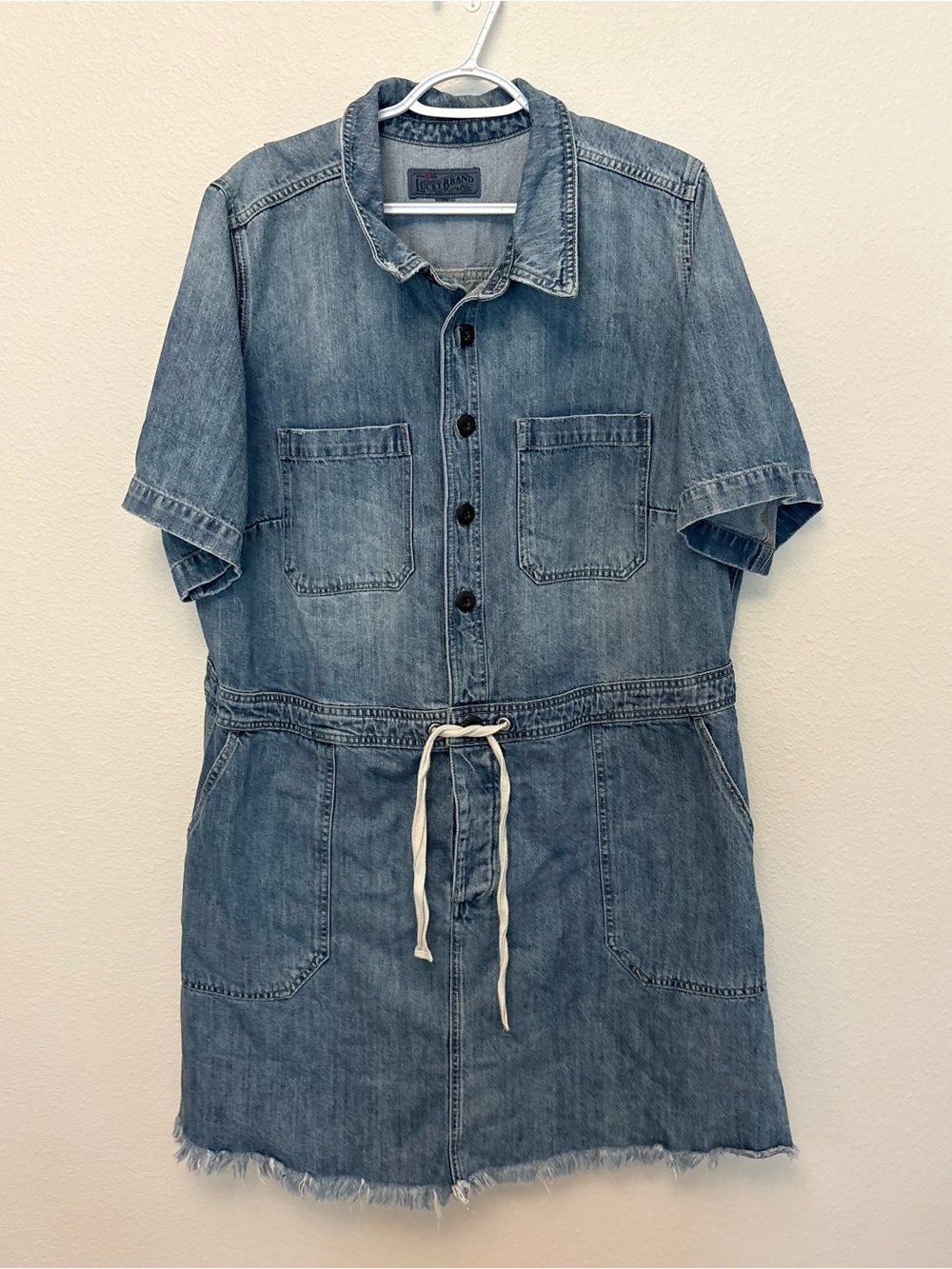 Lucky Brand Coastal Cowgirl Denim Mini Dress Womens Y2K Boho Cottagecore Sz 2X